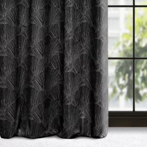 Zasłona czarno, szampańska z motywem roślinnym z tkaniny welwetowej 140x250 cm przelotka GOJA Pierre Cardin