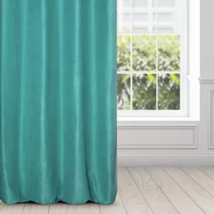 Zasłona turkusowa z tkaniny zamszowej 135x250 cm przelotka ADA