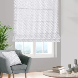 Roleta szyta z systemem comfort JEROME naturalna z tkaniny o symetrycznym wzorze 3D i lekkim połyskiem