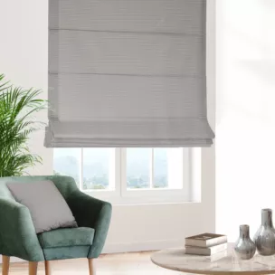 Roleta szyta z systemem comfort beżowa z tkaniny w geometryczny wzór