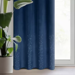Zasłona granatowa z kryształkami i welwetowej tkaniny 140x250 cm przelotka ARIADNA