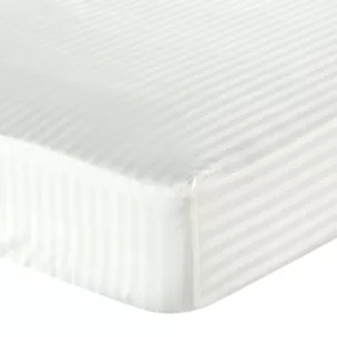 Prześcieradło  z gumką 120x200 cm z bawełny kolor kremowy 125 g/m2 w pasy
