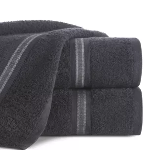 Ręcznik kąpielowy 50x90 cm bawełniany kolor czarny w kontrastujące pasy 500 g/m2 TRIS