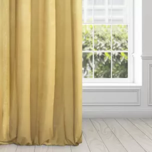 Zasłona musztardowa z dodatkiem lśniącej nici z welwetu 140x270 cm przelotka CLARISA Diva Line