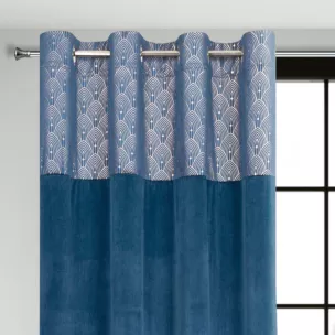 Zasłona granatowa z aplikacją z błyszczącego welwetu 140x250 cm przelotka AGNES Design 91