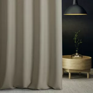 Zasłona szyta na flexach STYLE szara o naturalnym charakterze, z widocznym, ozdobnym splotem