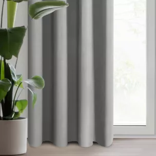 Zasłona szara z gładkiej tkaniny zaciemniającej typu blackout 135x250 przelotka PARISA Design 91