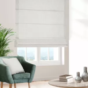Roleta szyta z systemem comfort jasnosrebrna z tkaniny o naturalnym splocie w stylu eko