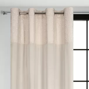 Zasłona kremowa z aplikacją z błyszczącego welwetu 140x250 cm przelotka AGNES Design 91