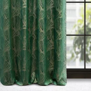 Zasłona zielono, szampańska z motywem roślinnym z tkaniny welwetowej 140x250 cm przelotka GOJA Pierre Cardin