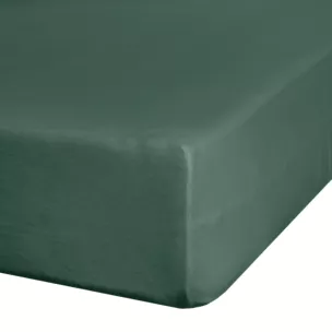 Prześcieradło jersey z gumką 120x200 cm z bawełny kolor ciemnozielony 140 g/m2 ADELA