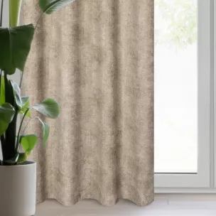 Zasłona beżowa z tkaniny szenilowej 135x250 przelotka ALETA