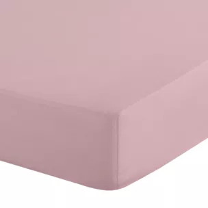 Prześcieradło z gumką 180x200 cm z bawełny kolor pudrowy róż 105 g/m2 BASIC