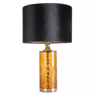 Lampa stołowa BRENDA na podstawie z przezroczystego szkła z abażurem z welwetowej tkaniny
