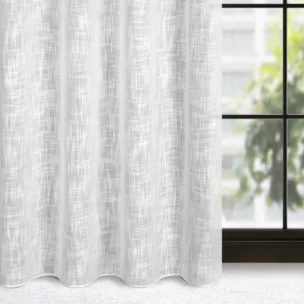 Zasłona biała o płóciennym splocie w stylu eko 140x250 cm przelotka LIREN