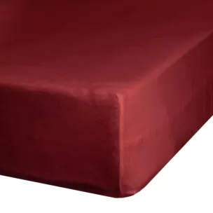 Prześcieradło gładkie z gumką 140x200 cm z satyny bawełnianej kolor czerwony 125 g/m2 NOVA 3