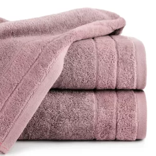 Ręcznik do rąk 30x50 cm bawełniany kolor liliowy z welwetową bordiurą 500 g/m2 DAMLA
