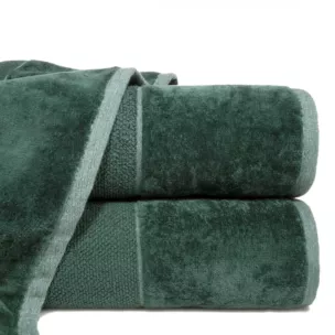 Ręcznik do rąk 30x50 cm bawełniany kolor butelkowy zielony z bordiurą z weluru 500 g/m2 LUCY