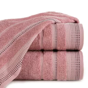 Ręcznik kąpielowy 50x90 cm bawełniany kolor pudrowy róż z ozdobnym stębnowaniem 500 g/m2 POLA
