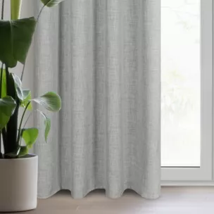 Zasłona szara z lnianym splotem w stylu eko 140x250 cm przelotka ROMA