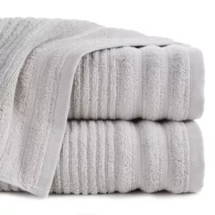 Ręcznik do rąk 30x50 cm bawełniany kolor srebrny  zero twist zdobiony paseczkami 400 g/m2 SAMMY