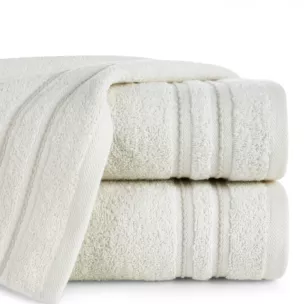 Ręcznik kąpielowy 50x90 cm bawełniany kolor kremowy zdobiony paseczkami 500 g/m2 EMINA