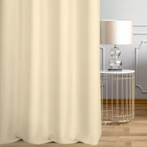 Zasłona szyta na przelotkach kremowa z tkaniny o naturalnym splocie w stylu eko