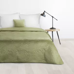 DESIGN 91 Narzuta LUIZ welwetowa pikowana metodą hot press we wzór liści palmy