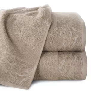 Ręcznik kąpielowy 50x90 cm bawełniany kolor beżowy z żakardową bordiurą 500 g/m2 RUBI