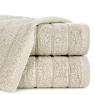 Ręcznik kąpielowy 50x90 cm bawełniany kolor beżowy z lśniącymi paseczkami 500 g/m2 DALI
