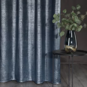 Zasłona granatowo, srebrna z miedzianym nadrukiem z tkaniny welwetowej 140x250 cm przelotka AMBI