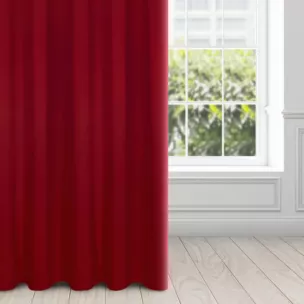 Zasłona czerwona z gładkiej matowej tkaniny zaciemniającej 135x270 cm taśma BLACKOUT