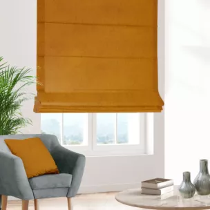 Roleta szyta z systemem comfort SAFARI miedziana z miękkiej welwetowej tkaniny z połyskiem