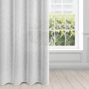 Firana biała z etaminy o naturalnym splocie przeplatana subtelnie lśniącą nitką 140x250 cm przelotka ALICJA