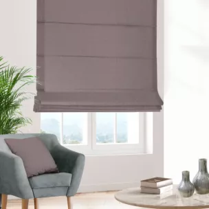 Roleta szyta z systemem comfort ALINE pudrowo różowa z tkaniny o naturalnym splocie z efektem melanżu