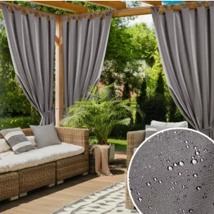 Zasłona stalowa z wodoodpornej tkaniny idealna do ogrodu i na taras 155x200 cm szelki/rzep GARDEN