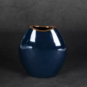 Wazon ceramiczny AMORA 1 o lśniącej powierzchni ze złotym detalem