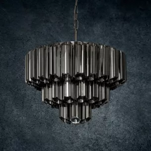Lampa DANA ze szklanymi zawieszkami z dymionego szkła, możliwość regulacji wysokości