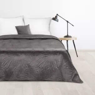 DESIGN 91 Narzuta LUIZ welwetowa pikowana metodą hot press we wzór liści palmy