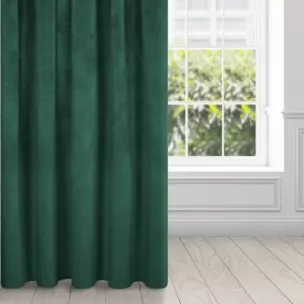 Zasłona ciemnozielona z ekskluzywnego matowego welwetu 140x270 cm taśma RIA Diva Line