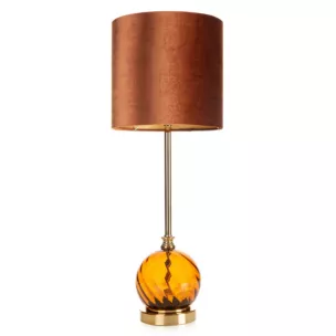 Lampa VALERY zdobiona szklaną podstawą i welwetowym abażurem