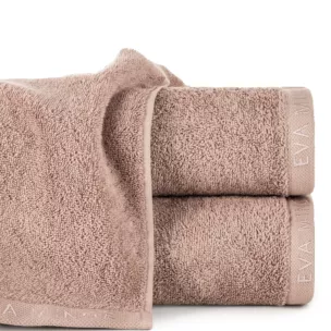 Ręcznik do rąk 30x50 cm bawełniany kolor pudrowy z haftowanym logiem Eva Minge 550 g/m2 VENUS