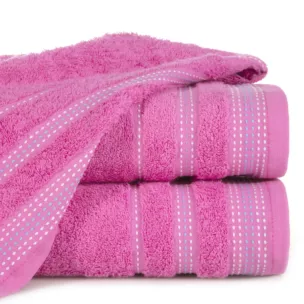 Ręcznik do rąk 30x50 cm bawełniany kolor różowy z ozdobnym stębnowaniem 500 g/m2 POLA